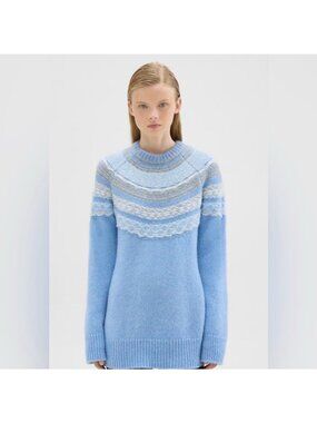 Theory Fair Isle Sweater in Winter Blue Multi Women’s S Read
